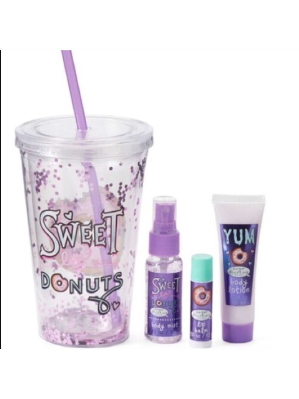 DONUT Body care set in a mug with a straw